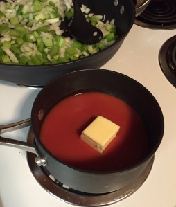 melt butter saute veggies