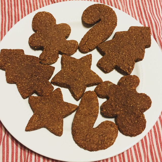 our version of gingerbread cookies: protein-packed cut-outs made with almond flour and sweetened with applesauce and a touch of maple syrup